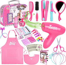 Hair Salon Toys for Girls, Girl Beauty Salon Playset Pretend Hair Styling Set wi