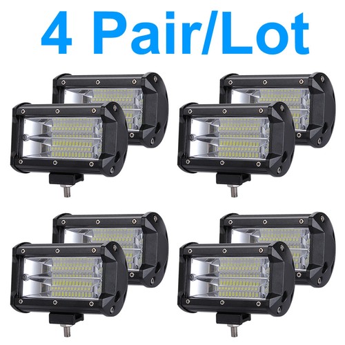 4 Pair Aluminum 5" LED Work Light Bar Flood Spot Offroad Driving SUV Truck Lamps - Bild 1 von 11