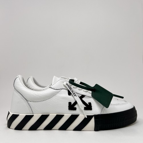 Off-White Leather Vulcanized Women's Sneakers Size 12 US / 42 EU White Black