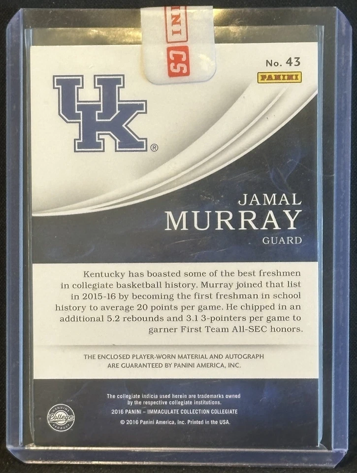 2016 Panini Immaculate Collegiate RPA /99 Jamal Murray Rookie AUTO - Image 2 of 3