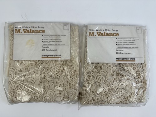 2 VTG Montgomery Ward M. Valance Pamela 403 Parchment 60x29 Lace NIP /rb