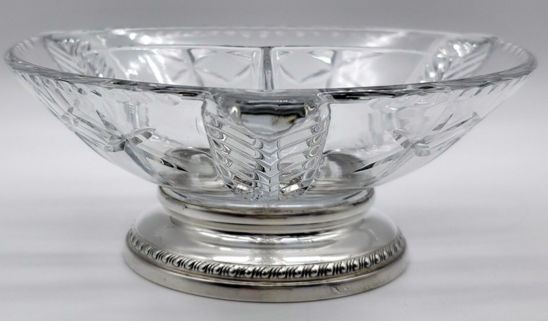 Vintage Sterling Silver Base Duncan Miller 3 Feathers Divided Relish Candy Bowl
