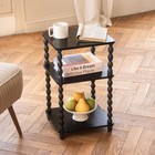 Side Table Small End Table with Storage Shelf Modern Bedside Table Black