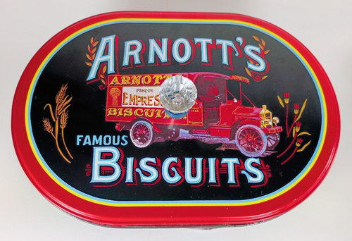 Vintage ARNOTT'S BISCUITS Collectable Biscuit Tin Large Metal Canister. 10" X 7" - Picture 6 of 10