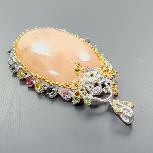 Fine art 65 ct+ Natural Morganite Pendant 925 Sterling Silver /B-P0207 - Picture 2 of 5