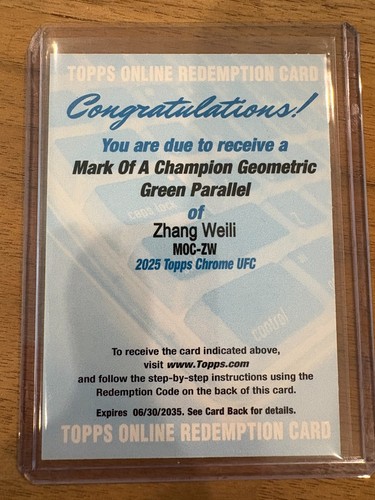 Zhang Weili 2025 Topps Chrome Mark Of A Champion Green Geometric Auto Redemption