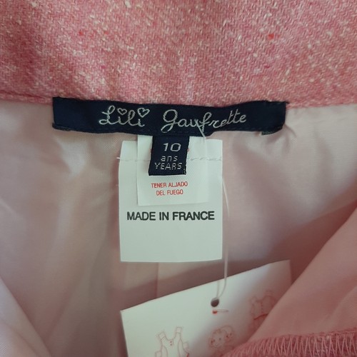 NWT Lili Gaufrette Wool Tweed Wide Leg Pants GIrls 10 Pink Silk LIned French NEW - Picture 7 of 11