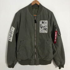 Alpha Industries USAF MA-1 Flyer Bomber Jacket Men L Reversible No Sleep Patches