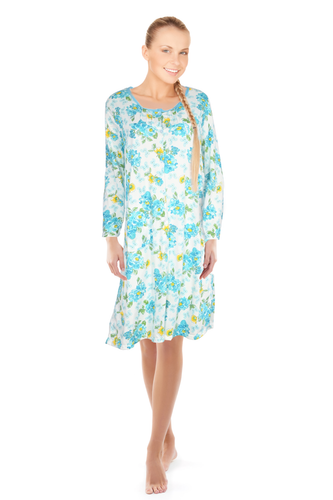 JEFFRICO Nightgowns For Women Long Sleeve Front Pocket Soft Nightshirts 6007 - 第 29/32 張圖片