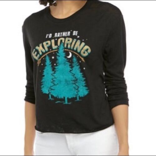 Pretty Rebel Hiking T-Shirt Black Top Juniors Size Medium Outdoors Camping Tee