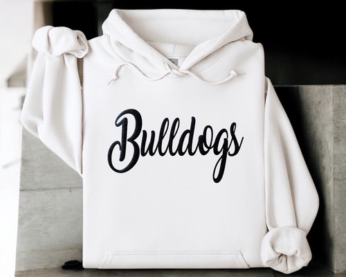 Bulldogs Felpa con Cappuccio Glitterata per Donna, Felpa Donna Georgia Rosso Nero Calcio - Foto 12 di 14