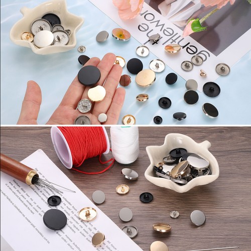 10 Stück Metallknöpfe zum Nähen,rund,flach,25mm,Legierungsknopf,silberfarben - Bild 5 von 8