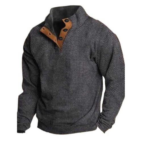 Sudadera Prendas para el torso Impreso en 3D Informal 1/4 Botón Pullover Cuello Henley Jersey Para Hombres - Imagen 8 de 15