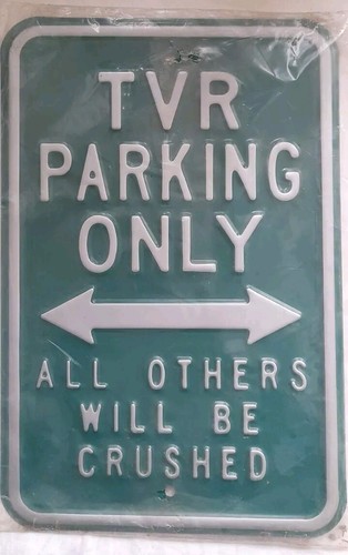 TVR PARKING ONLY EMBOSSED TIN SIGN (30x45cm) New - Picture 2 of 3
