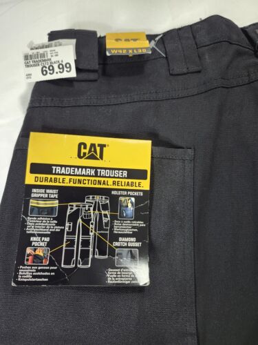 Caterpillar CAT Trademark Hose Pants Herren 42×30 Schwarz Utility Work Neu mit Etikett - Bild 2 von 14