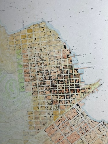Framed U.S. Coast Survey, City of San Francisco and Its Vicinity California 1853 - Picture 4 of 8