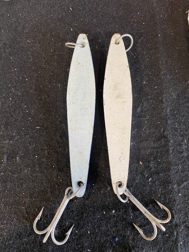 Vintage Tady 15 ounce 2 Jigs Saltwater Fishing Lures Blue & Blue and White Rare - Picture 4 of 8