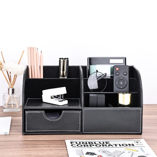 Büro Schreibtisch Organizer Ordnungssystem Tisch Organizer PU Leder Stiftehal... - Bild 8 von 8