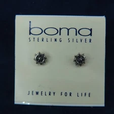 BOMA Ship Helm Sterling Silver Stud Earrings Minimalist Cruise Vacation Travel
