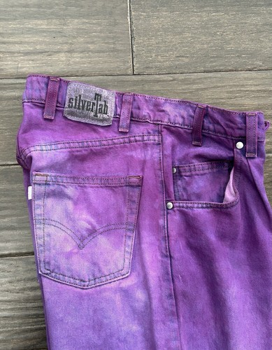 Levis Silver Tab Baggy Jeans Mens 31x32 Purple Tie Dye Grunge Skate Wear Y2K - Picture 7 of 24