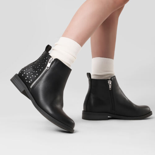 Kids Girls Ankle Boots Side Zipper Low Heels Fashion Chelsea Boots Size 8T-6B - Picture 7 of 25
