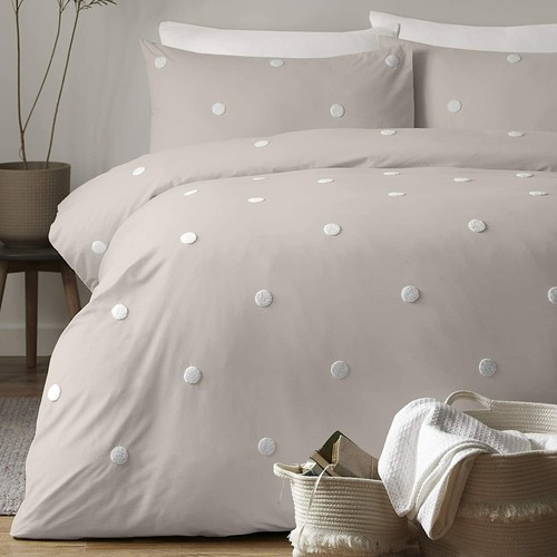 Appletree - 100% Cotton Textured Spot Dots Duvet Cover Bed Set OR Cushion Cover - Picture 26 of 35