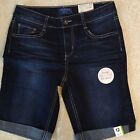 Bermuda stretch denim blue jeans long relaxed fit shorts Girls size 12 Reg