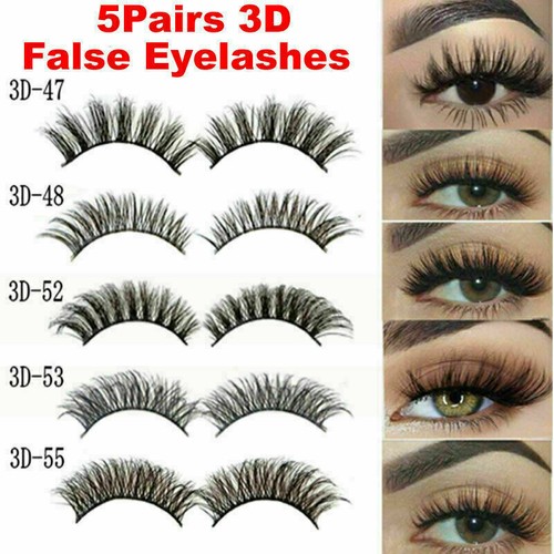 5Pair 3D Mink False Eyelashes Wispy Cross Long Thick Soft Fake Eye Lashes UK - Picture 2 of 26