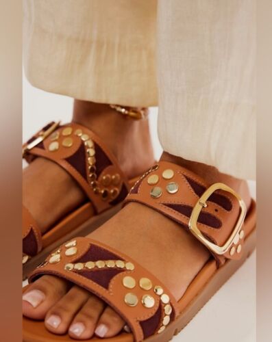 NIB Platform Leather Slide Sandal By Free People - Revelry Vechetta Size US 7 - Picture 2 of 12
