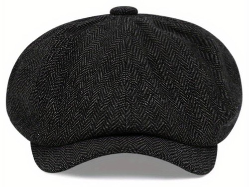 New Retro Newsboy Gatsby Style Grain Plaid Vintage Fashion Herringbone Flat Cap - Picture 2 of 10