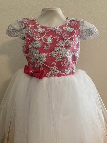 Flower Girl Dress 3T Wedding Birthday Party Pageant Handmade Pink or Misty Rose - Picture 7 of 24
