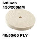 6/8 inch Buffing Wheel for Polishing 1/2 inch Arbor White 40/50/60 PLY 150/200mm
