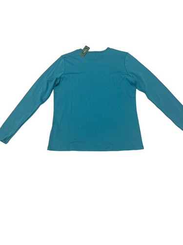 LL Bean Pima Rundhalsausschnitt Top klein reich türkis langärmelig draußen lässig NEU - Bild 5 von 10