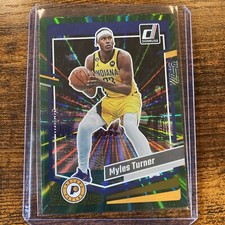 Myles Turner 2023-24 Panini Donruss Holo Green Laser Indiana Pacers #12