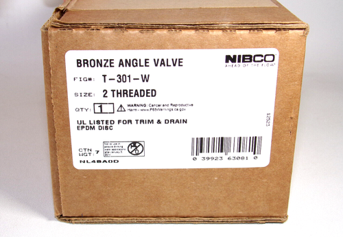 Válvula de ángulo de bronce roscado NIBCO T-301-W 2", NL4BA0D - Imagen 2 de 5