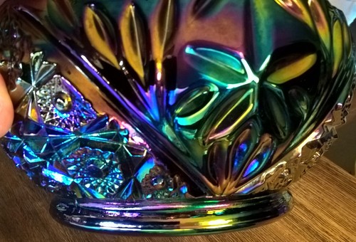 Ciotola vetro carnevale LE SMITH 7,5" iridescente dente seghettato Hobstar margherita 346 ametista - Foto 4 di 24