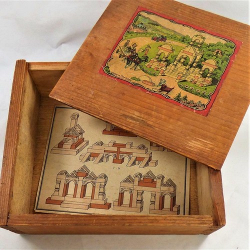 ANTICHI blocchi da costruzione giocattoli in legno tedesco per bambini - scatola originale GIOCO VINTAGE - Foto 6 di 6