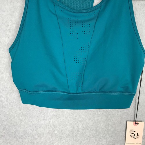 Sincerely Jules Sports Bra Womens Small Blue Tank Top Crop Active Yoga Racerback - Picture 3 of 8