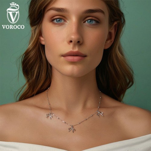 Collar Voroco S925 Plata Esterlina Lazo Joyería Elegante Para Mujer Regalos Joyería - Imagen 4 de 12