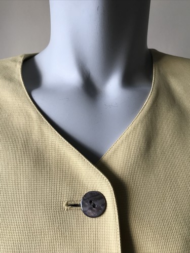 Vintage 90’s ALEXON 100% Silk Short Sleeve Smart Jacket In Yellow Size 10 Lined - Picture 2 of 12