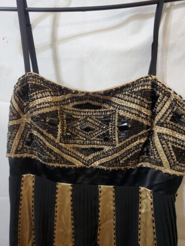 Sue Wong Nocturne Dress Sz 6 Black & Gold Silk Beaded Lined Cocktail Party - Picture 4 of 19