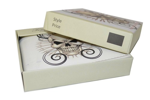 Leatherboss Cuero Genuino Hombres Cráneo Blanco Plegable Billetera con Caja de Regalo Impresa - Imagen 6 de 25