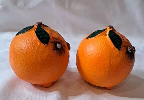 VINTAGE FLORIDA ORANGE SALZ & PFEFFERSTREUER GLÜCKLICH MIT GOOGLE EYES ANTHROPOMORPH - Bild 4 von 10