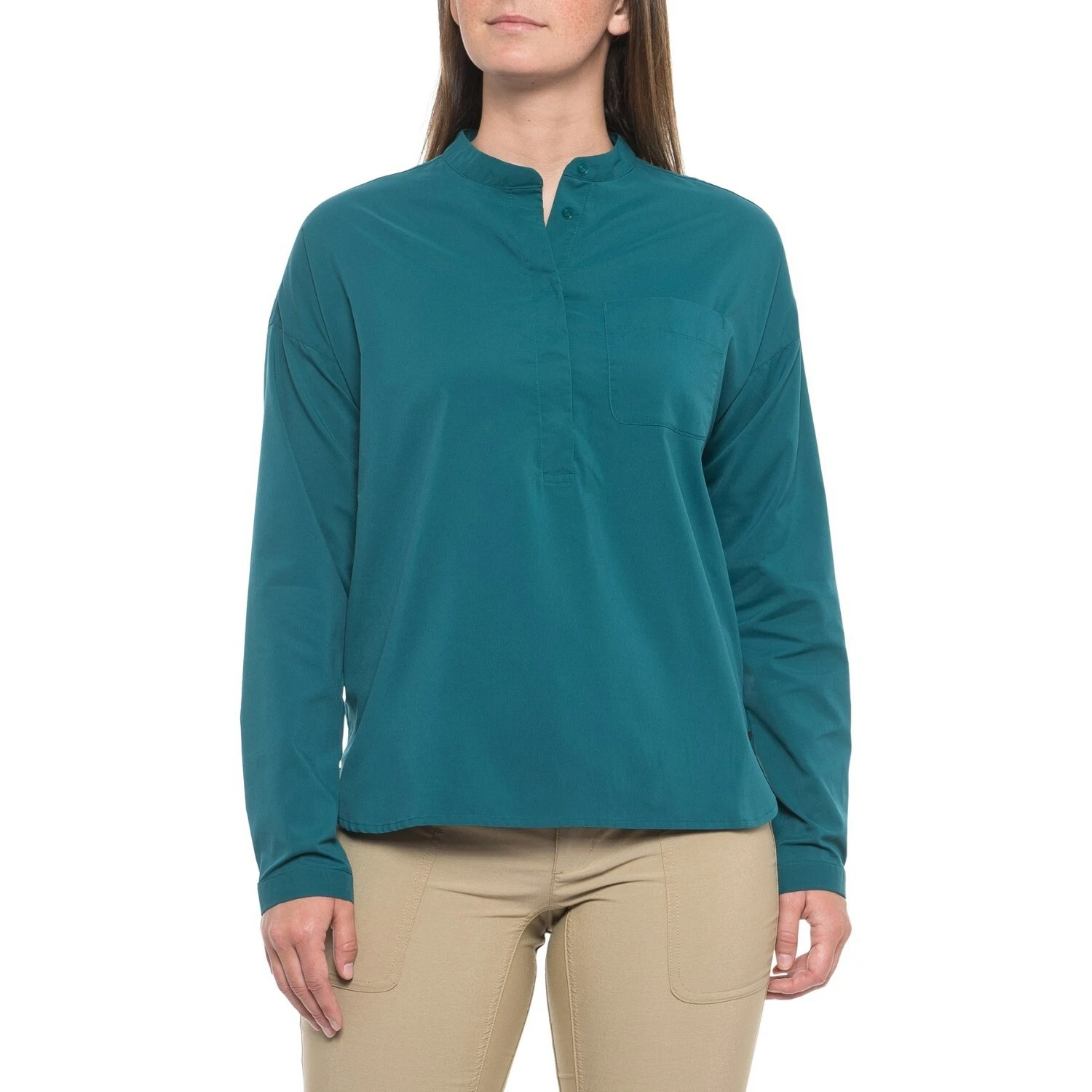 NWT $90 Mountain Hardwear Popover Shirt S Dive UPF 50 lightweight