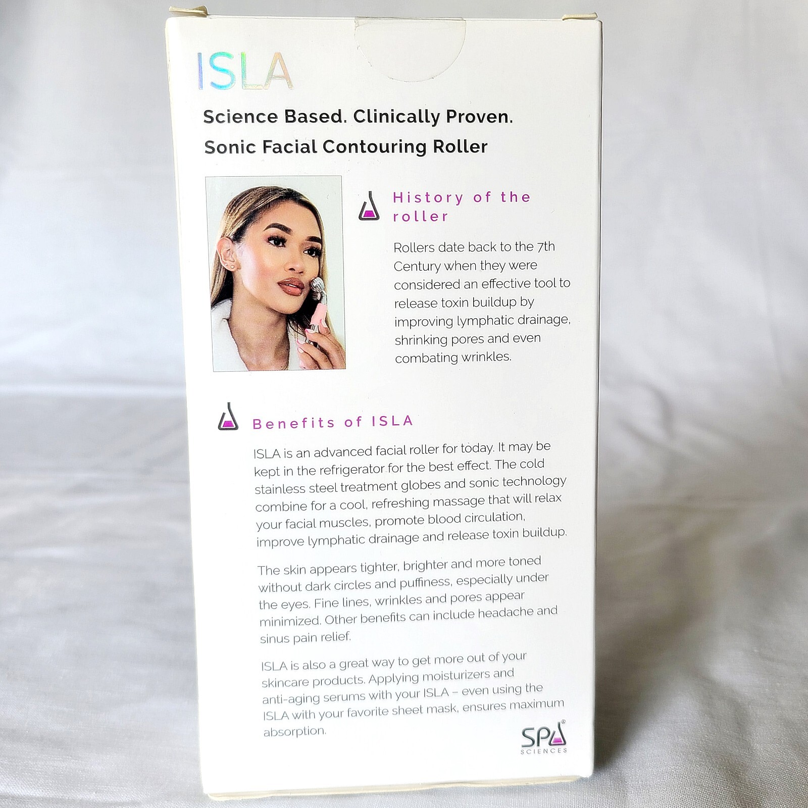 Spa Sciences ISLA Sonic Face & Body Contouring Ice & Heat Roller NEW