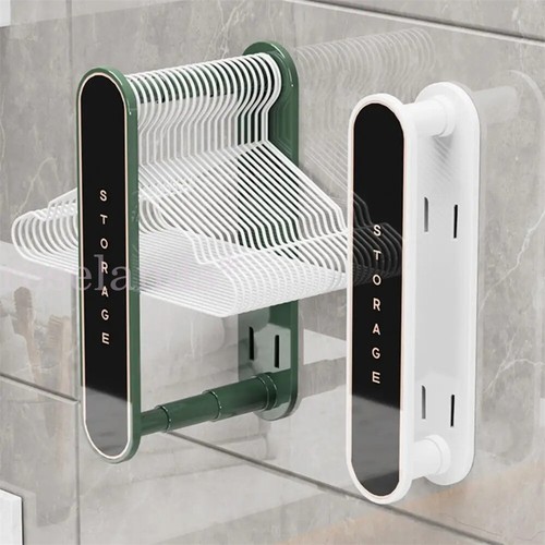 Wall Mount Clothes Hanger Foldable Organizer Retractable Drying Rack Hook Holder - Picture 8 of 16