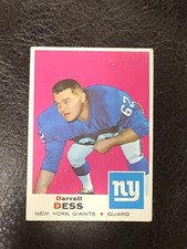 1969 Topps Football Darrell Dess Card #219 EX-NM New York Giants Vintage!