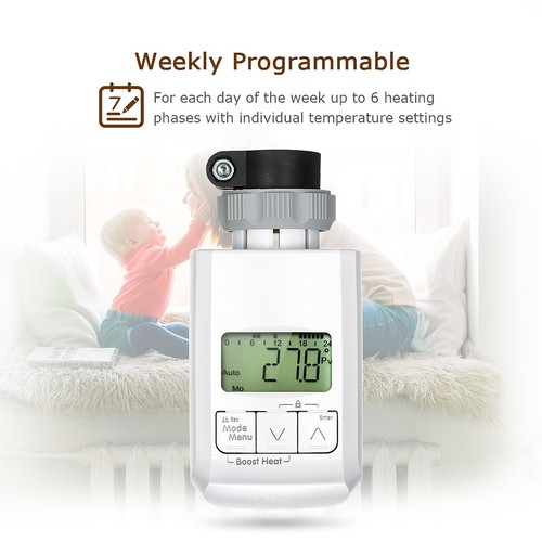 Heizkörperthermostat A8 Programmierbares Heizkörperthermostatventil LCD Display - Bild 4 von 9