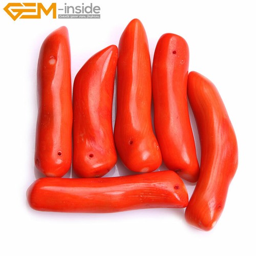 Top-Drilled Branch Freeform Coral Beads For Jewelry Making 15" Red Orange Shell - Picture 3 of 24