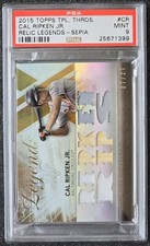 2015 Topps TPL. THRDS #CR Cal Ripken Jr Relic Legends Sepia /27 PSA 9